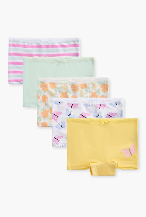 Juniors Printed Boyshorts with Elasticated Waistband - Set of 5