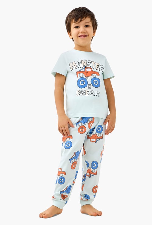 Juniors Monster Truck Print T-shirt and Pyjama Set