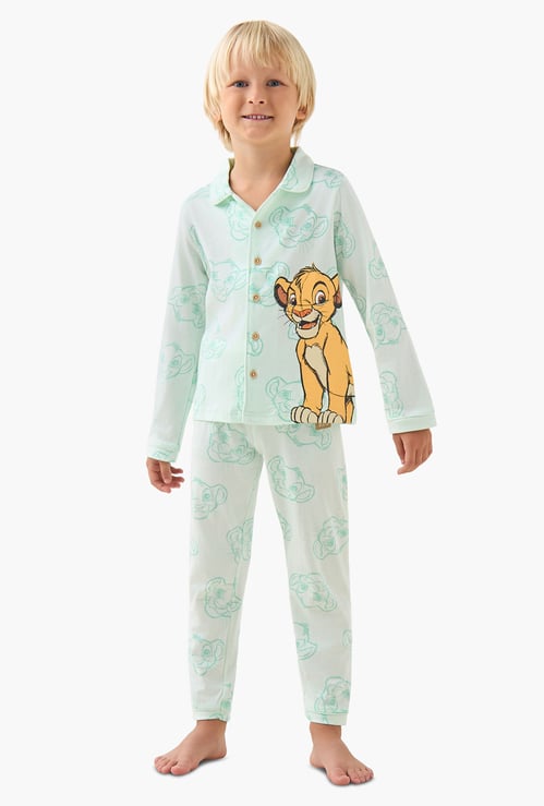 Juniors Simba Print Shirt with Pyjamas Set
