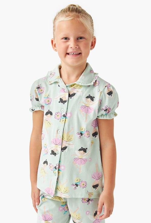 Juniors Ballerina Print Shirt and Pyjama Set