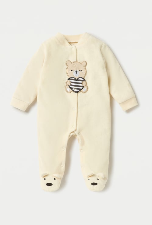 Juniors Bear Applique Sleepsuit with Snap Button Closure