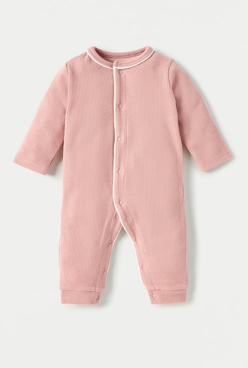Juniors Ribbed Open Feet Sleepsuit with Button Closure