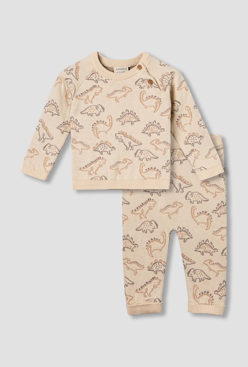 Juniors Dinosaur Print Sweater with Pants Set