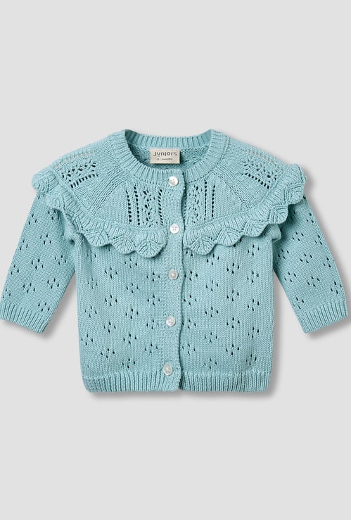 Juniors Open Knit Cardigan with Long Sleeves