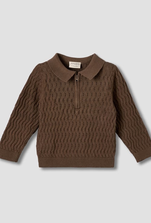 Juniors Knitted Sweater with Polo Collar