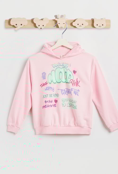 Juniors Graphic Print Hooded Sweatshirt