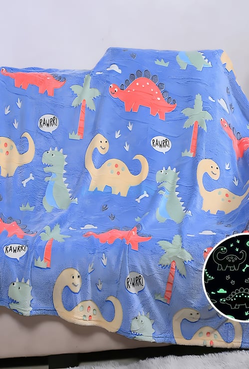 Dinosaur Applique Glow in the Dark Blanket - 152x200 cm