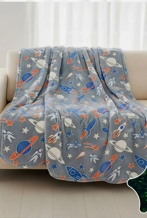 Space Print Glow in the Dark Blanket - 152x200 cm
