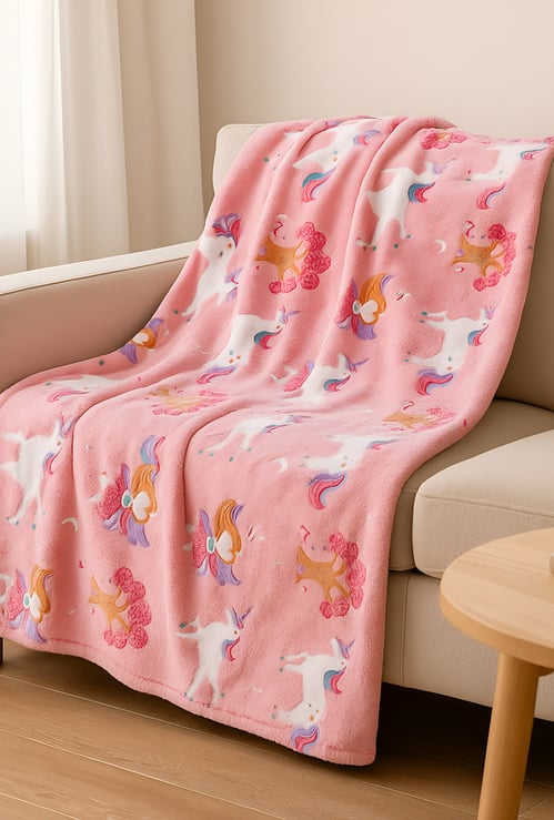 Unicorn and Fairy Applique Glow in the Dark Blanket - 152x200 cm