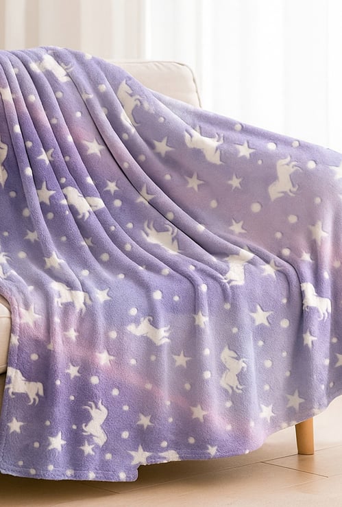 Unicorn Applique Glow in the Dark Blanket - 152x200 cm