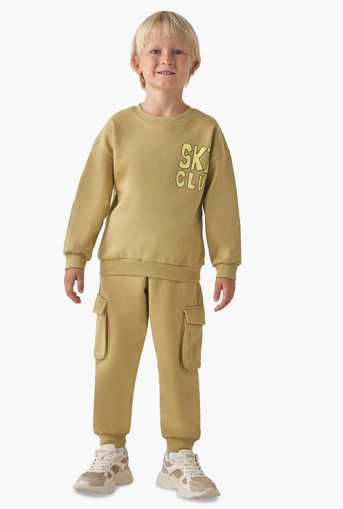 Juniors Printed Sweatshirt and Joggers Set
