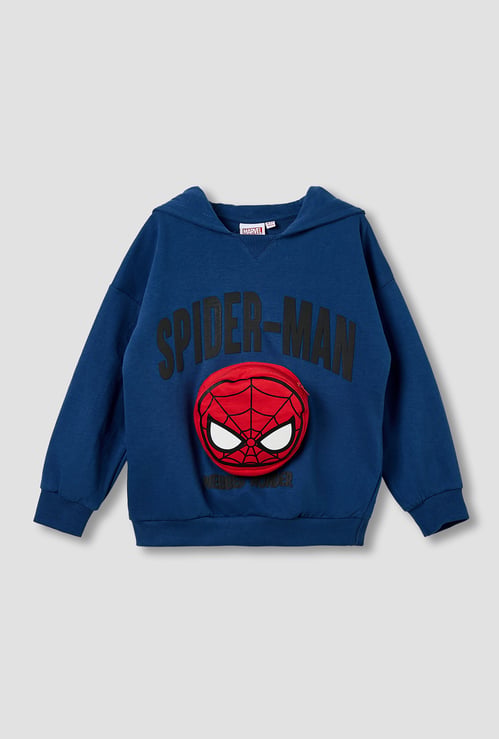 Juniors Spiderman Printed Hooded Sweatshirt with Pocket