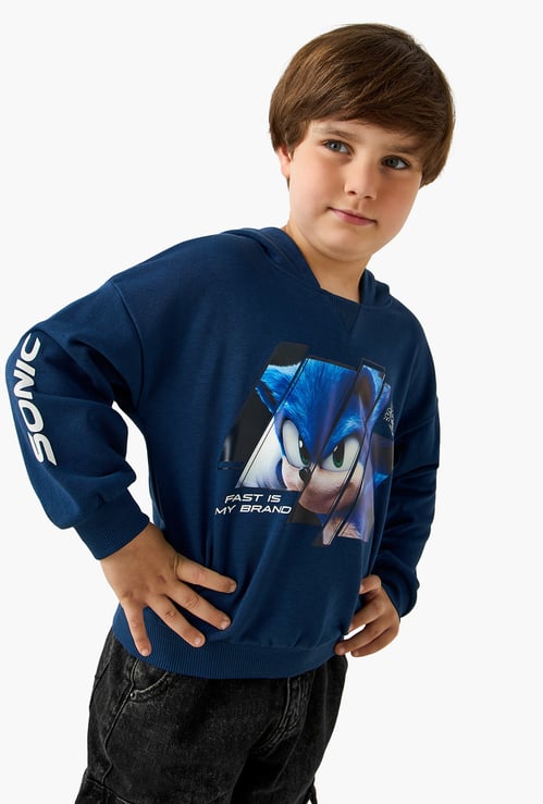 Juniors Sonic the Hedgehog Print Hooded Sweatshirt