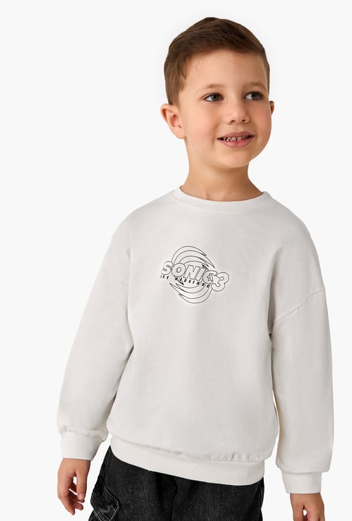 Juniors Sonic Print Sweatshirt with Long Sleeves