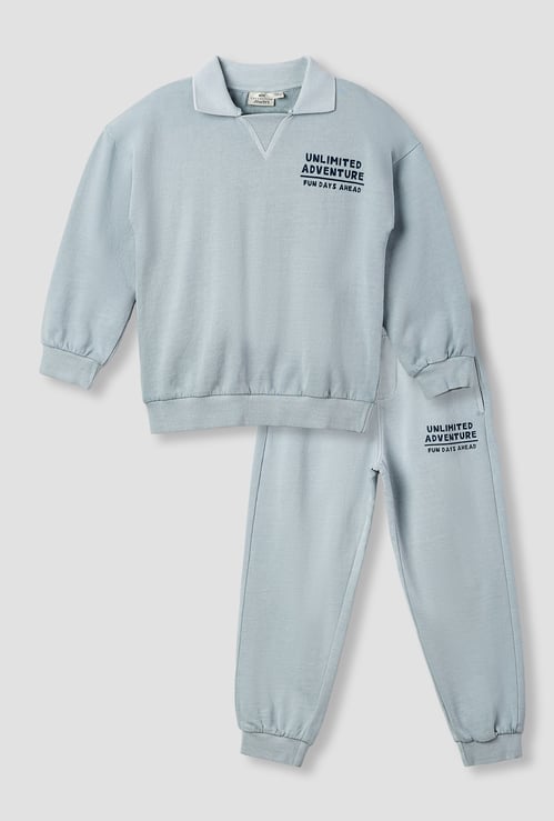 Juniors Printed Sweatshirt and Joggers Set