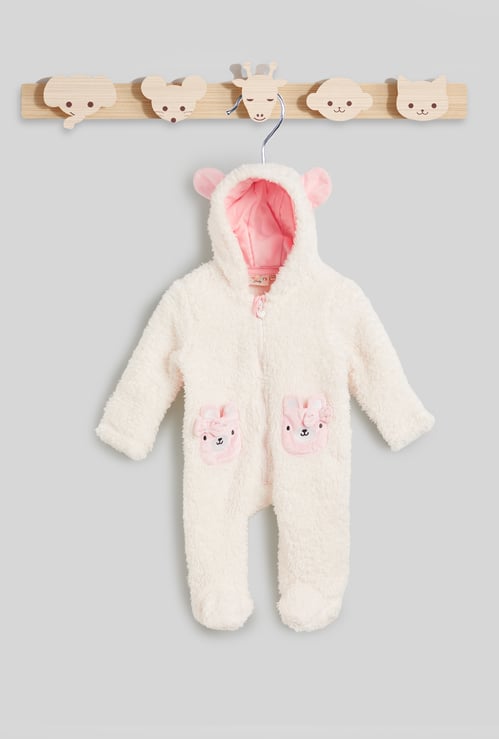 Juniors Applique Hooded Rompers with Zip Closure