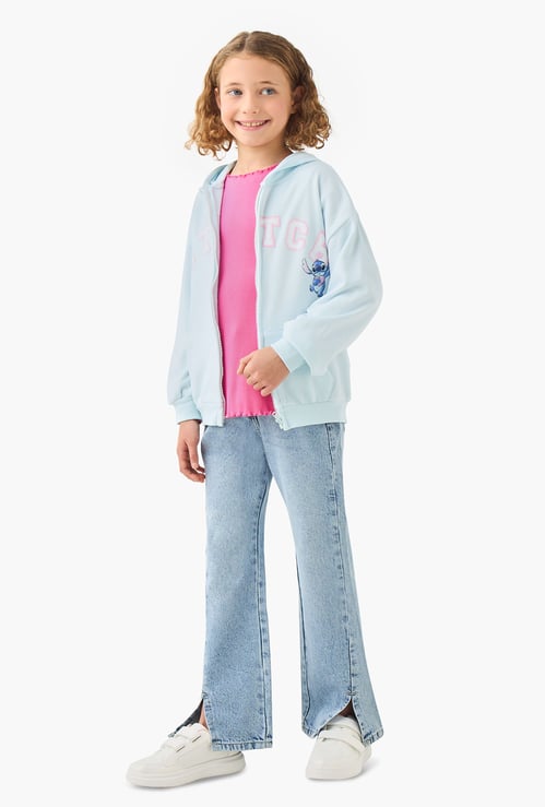 Juniors Stitch Print Hooded Sweatshirt