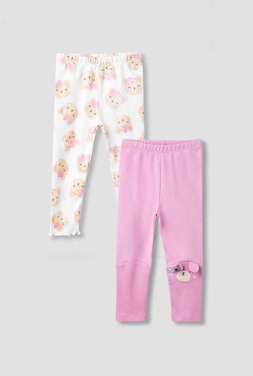 Juniors Assorted Leggings with Elasticated Waist - Set of 2