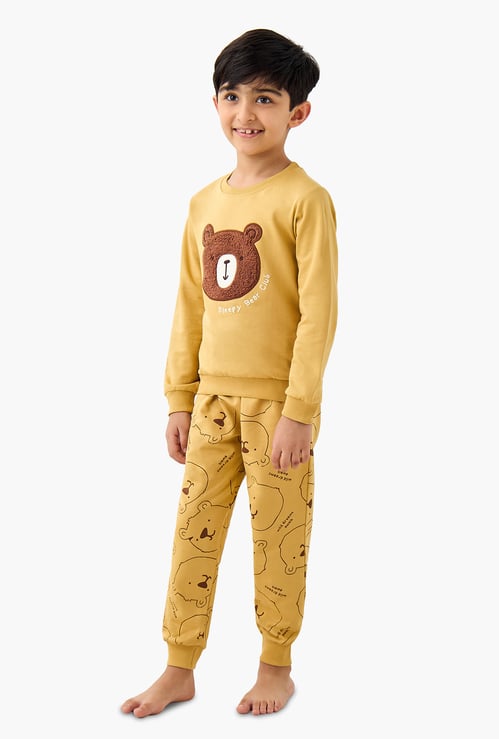 Juniors Bear Applique Sweatshirt with Joggers Set