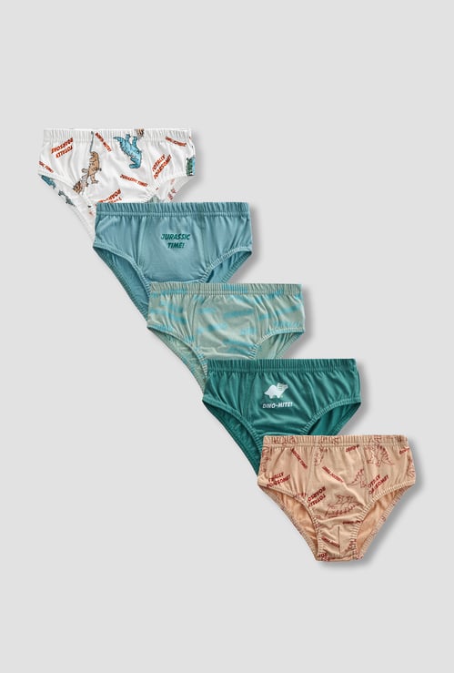 Juniors Dinosaur Print Briefs - Set of 5