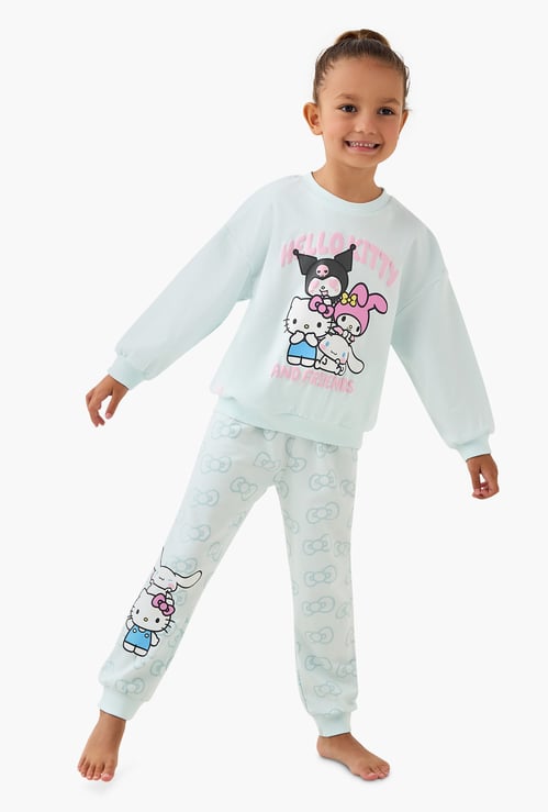 Juniors Hello Kitty Print Sweatshirt with Joggers Set