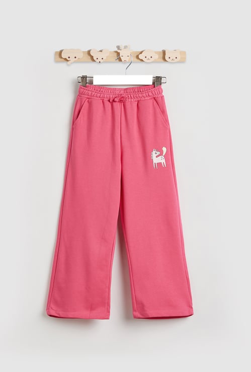 Juniors Unicorn Print Wide Leg Pants with Pockets