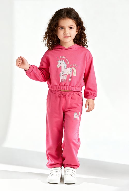 Juniors Unicorn Print Hooded Sweatshirt