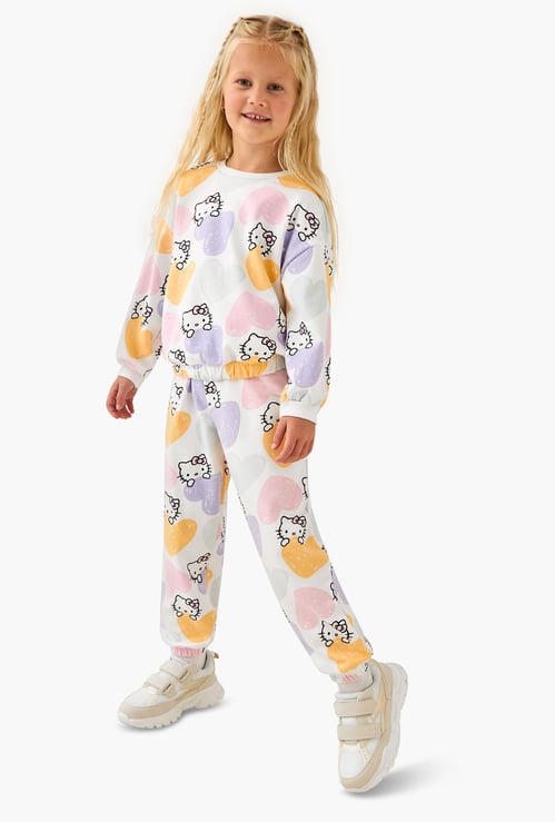 Juniors Hello Kitty Print Sweatshirt and Joggers Set