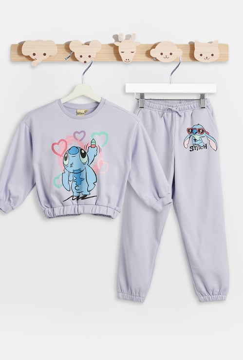 Stitch Print Sweatshirt and Joggers Set