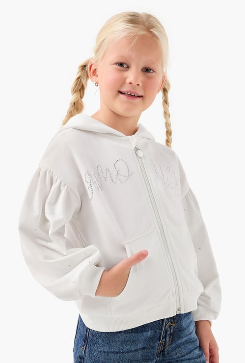 Juniors Embellished Hooded Sweatshirt