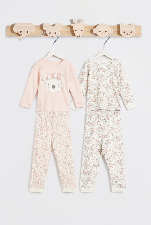 Juniors Printed T-shirt with Pyjamas - Set of 2