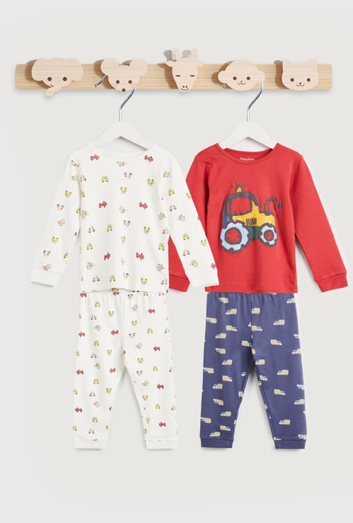 Juniors Printed T-shirt with Pyjamas - Set of 2