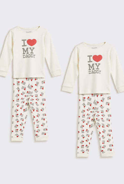 Juniors Slogan Printed T-shirt and Pyjama Set