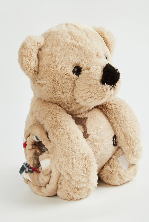 Juniors Bear Toy with Printed Blanket