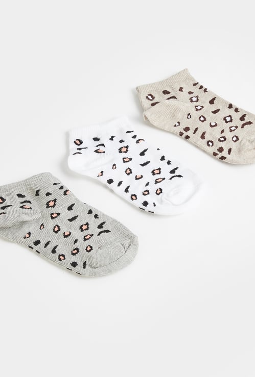 Juniors Animal Print Ankle Length Socks - Set of 3