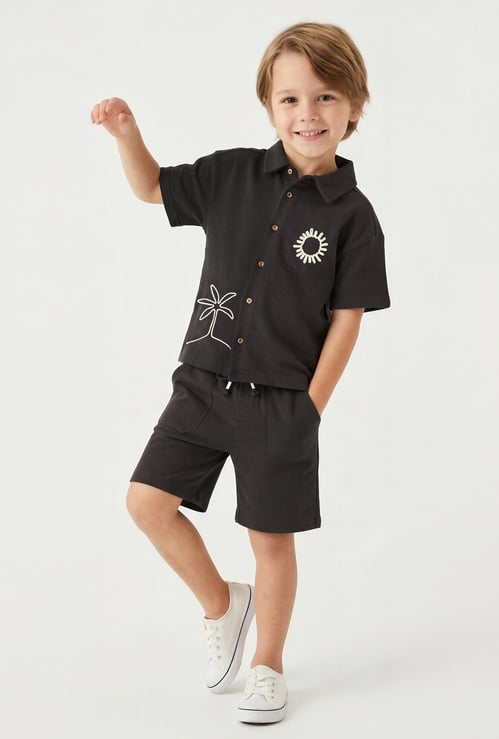 Juniors Embroidered Shirt And Shorts Set