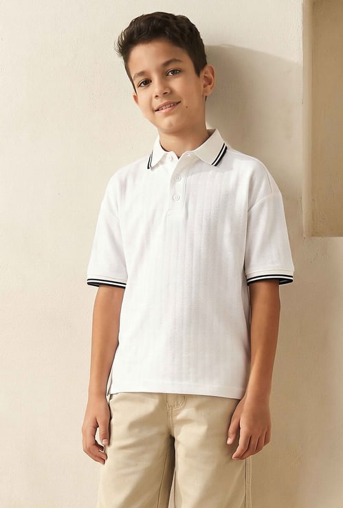 Juniors Textured Polo T-shirt