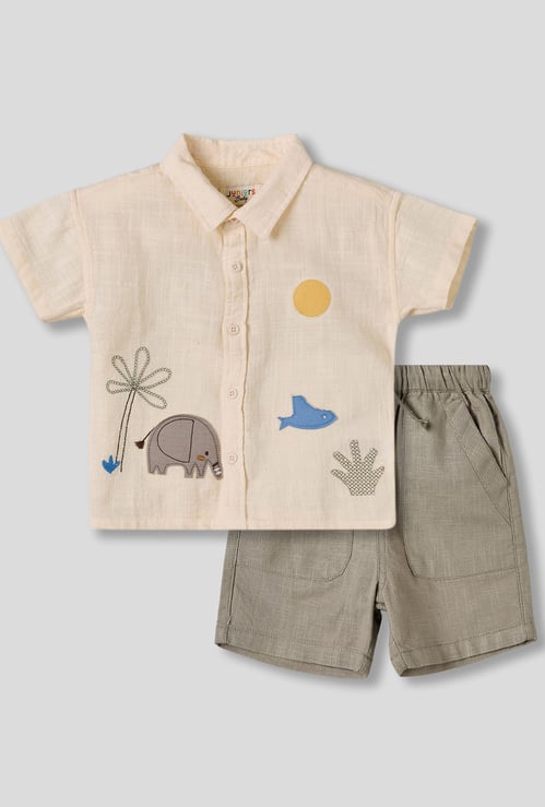 Juniors Embroidered Shirt and Shorts Set