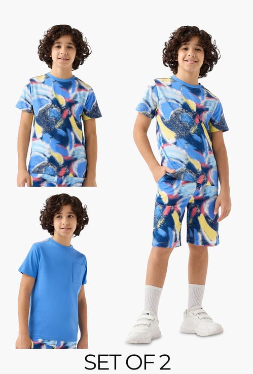 Juniors 3 Piece Printed T-shirts and Shorts Set