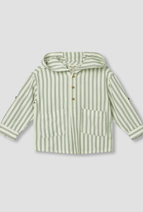 Juniors Striped Hooded Shirt