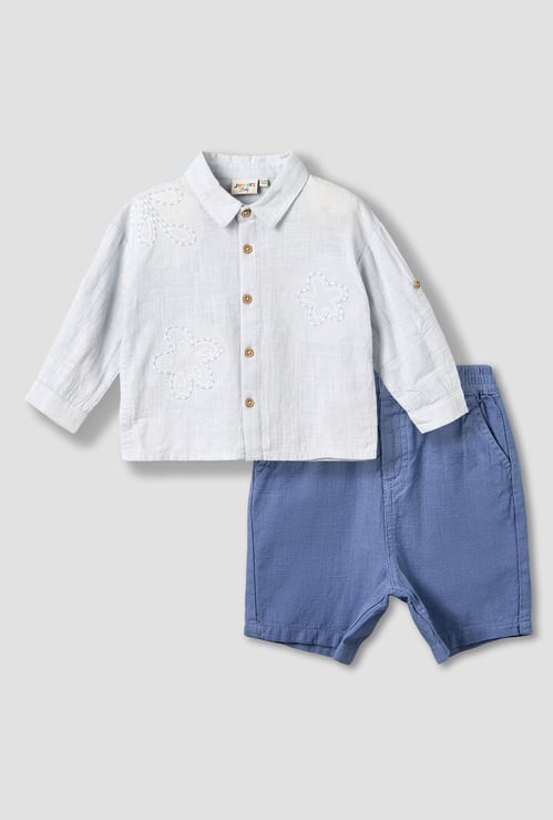 Juniors Embroidered Shirt and Shorts Set