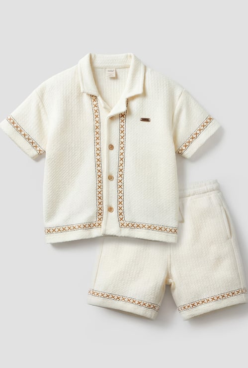 Giggles Embroidered Shirt and Shorts Set