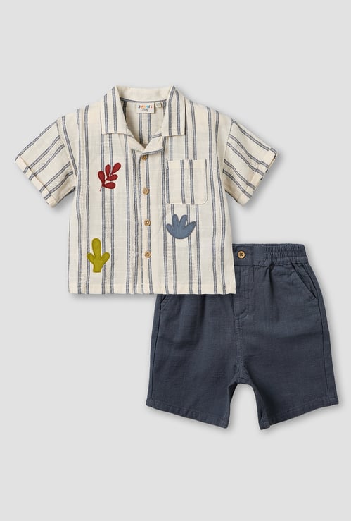 Juniors Striped Shirt And Shorts Set