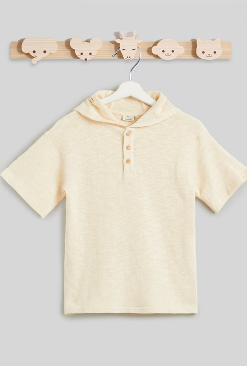 Juniors Textured Hooded T-shirt