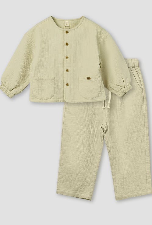 Giggles Textured Shirt and Pants Set