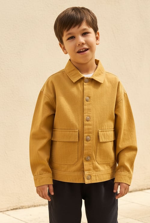 Juniors Solid Long Sleeves Shirt with Pocket
