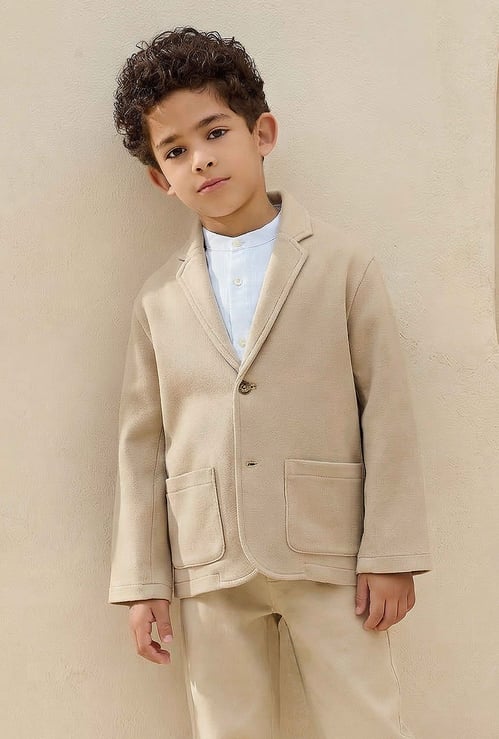 Juniors Solid Notch Lapel Blazer with Pockets