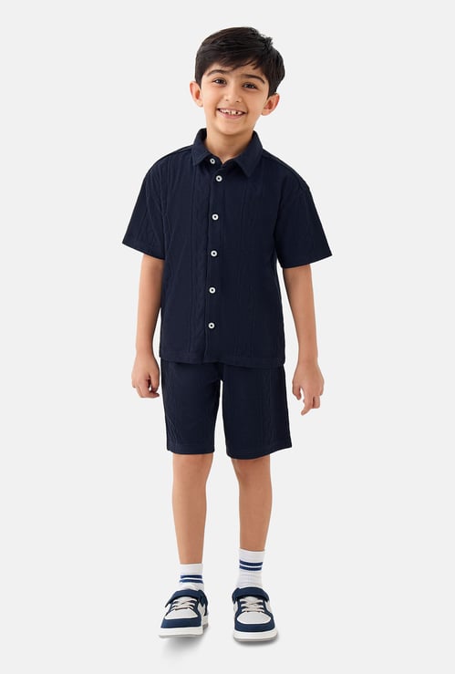 Juniors Textured Shirt and Shorts Set