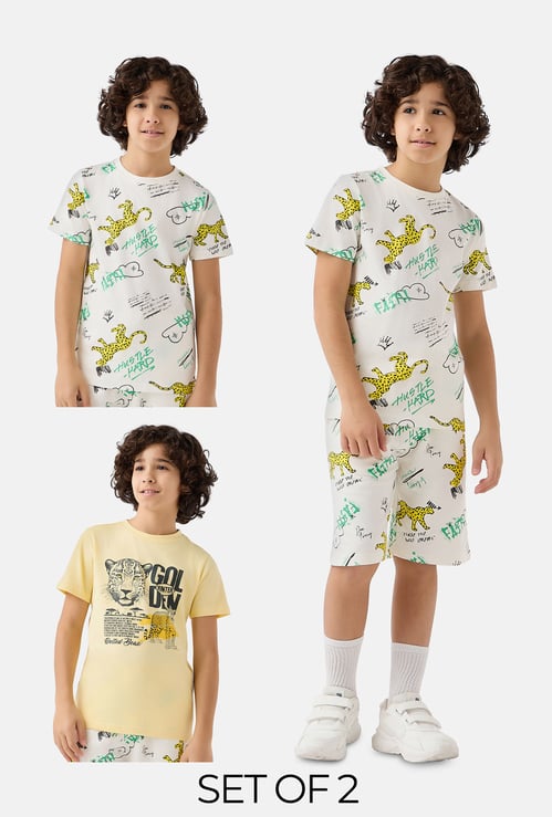 Juniors 3 Piece Printed T-shirts and Shorts Set