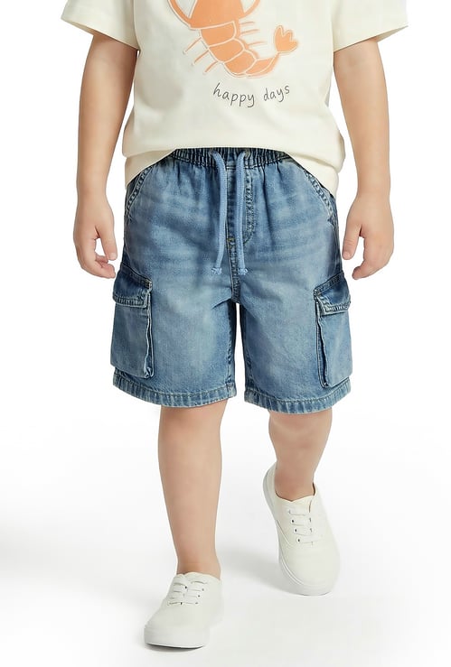 Juniors Washed Cargo Denim Shorts